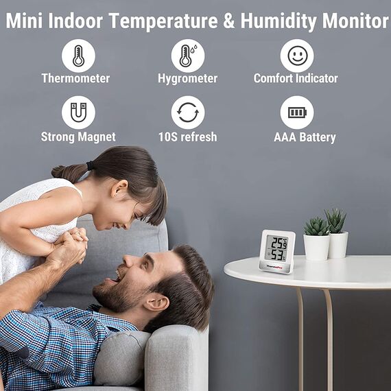 ThermoPro TP49W-3 digitales Mini Thermo-Hygrometer Thermometer innen Raumthermometer 3 er Temperatur und Luftfeuchtigkeitmessgerät mit Smiley-Indikator