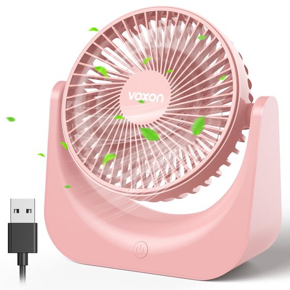 VOXON USB Tischventilator, Mini Ventilator mit 5 Geschwindigkeiten, Ventilator Leise, Usb Fan Klein mit 1,5M Langem Kabel, Tragbarer Usb Lüfter für Desktop Büro Zuhause Schlafzimmer, KEINE BATTERIE