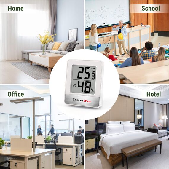ThermoPro TP49-6 Kleines digitales Hygrometer, Innenthermometer, Raumthermometer, Temperaturmonitor und Feuchtigkeitsmesser für den Komfort des Büros zu Hause, Reptilienthermometer, 6 Stück
