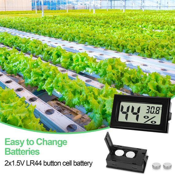 Farerkass Hygrometer - Thermometer, Digital Mini Luftfeuchtigkeitsmesser mit LCD, Zimmertemperatur für Innenräume und Hydrometer für Babyzimmer,Schlafzimmer und Weinkeller, Schwarz (8)