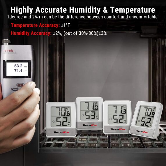 ThermoPro TP49W-3 digitales Mini Thermo-Hygrometer Thermometer innen Raumthermometer 3 er Temperatur und Luftfeuchtigkeitmessgerät mit Smiley-Indikator
