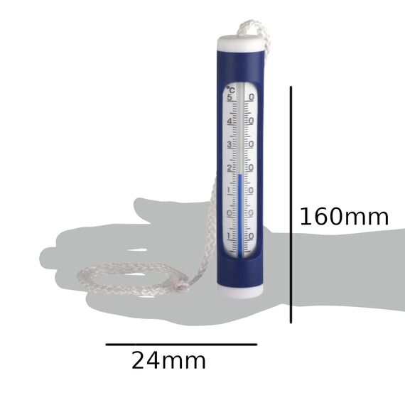 TFA Dostmann Analoges Schwimmbad- und Teichthermometer, 40.2004, mit Befestigungsleine, misst Unterwasser, für Whirlpools, Pools, Teiche, L 24 x B 24 x H 160 mm