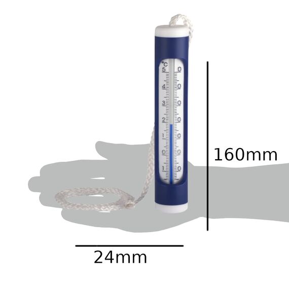 TFA Dostmann Analoges Schwimmbad- und Teichthermometer, 40.2004, mit Befestigungsleine, misst Unterwasser, für Whirlpools, Pools, Teiche, L 24 x B 24 x H 160 mm