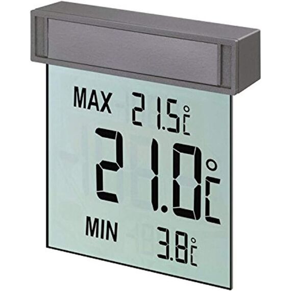 TFA Dostmann Vision digitales Fensterthermometer, 30.1025, großes Display mit Außentemperatur, L 97 x B 22 x H 105 mm, 2er Set