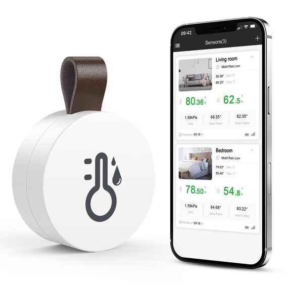 ORIA Bluetooth Thermometer Hygrometer, Mini Innen Temperatur- Feuchtigkeitssensor mit APP, Daten Export, kompatibel mit iOS/Android, für Wohnzimmer, Babyzimmer, Haus