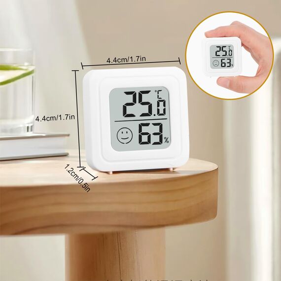4 Stück luftfeuchtigkeitsmesser Thermometer Innen Digitales Mini Thermo Hygrometer LCD Indoor Thermometer Innen für Babyzimmer Wohnzimmer Büro Gewächshaus (Weiß)