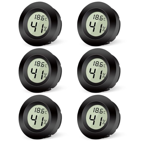 Vemfay Hygrometer 6 Stücke Thermometer Luftfeuchtigkeitsmesser Raumthermometer Innen Feuchtigkeit Digital, für 3D-Drucks/Gewächshaus/Babyzimmer/Seniorenzimmer/Weinkeller