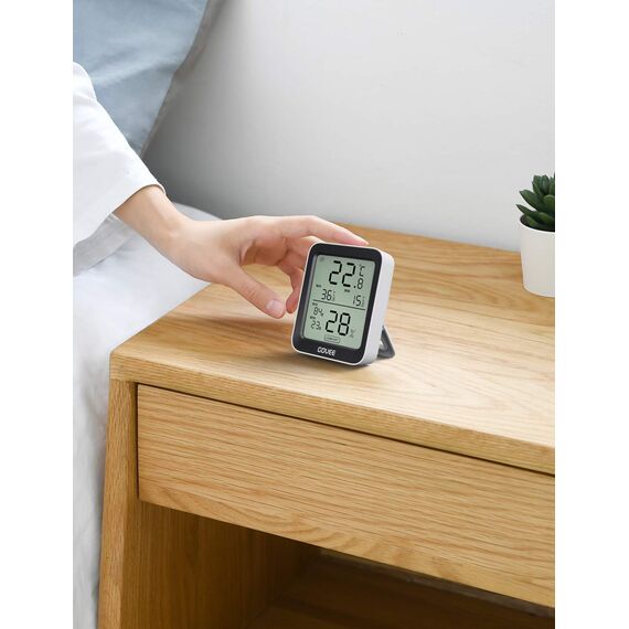 Govee Thermometer Hygrometer, LCD Digital Thermo-Hygrometer Innen mit Benachrichtigungs Alarm, Präzise Temperatur Luftfeuchtigkeitsmesser mit APP, Datenspeicherung für Gewächshaus Weinkeller, 2er-Pack