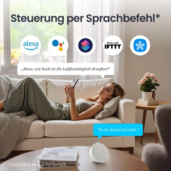 SwitchBot Thermometer Hygrometer Innen Außen, Bluetooth Außenthermometer Luftfeuchtigkeitsmesser, Präzise Thermo-Hygrometer mit APP, Datenspeicherung für Gewächshaus Weinkeller (3er-Pack)