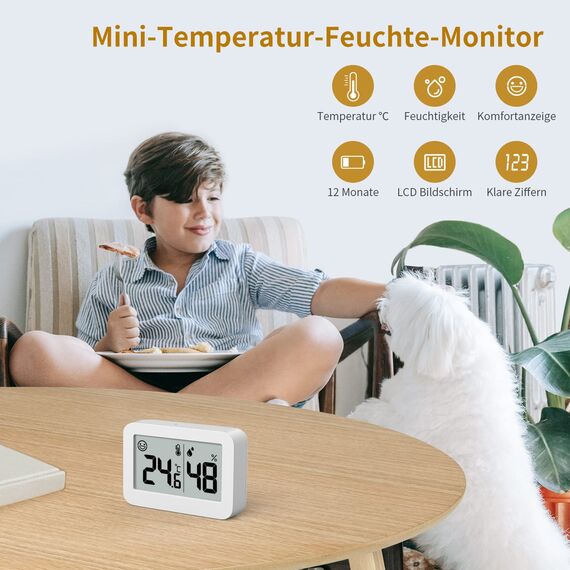 DOOMAY 2-Pack Mini Hygrometer Indoor Thermometer, Humidity Gauge mit ℃, Luftfeuchtigkeitsmesser Digitaler Temperaturmonitor für Gewächshaus Babyzimmer Keller Reptilien Inkubator Closet