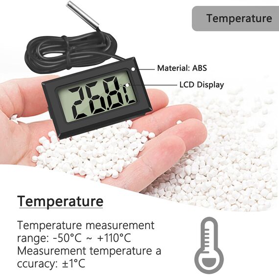 Thlevel Digital LCD Thermometer Temperatur Monitor mit Externem Sensor für Kühlschrank Gefrierschrank Aquarium