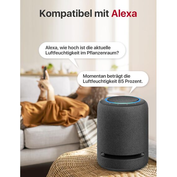X-Sense WLAN Hygrometer Thermometer Innen, Temperatur- und Luftfeuchtigkeitsüberwachung per App, 500m Reichweite, Kostenfreier Datenexport, kompatibel mit Alexa, 3 Sensoren und 1 Basisstation SBS50