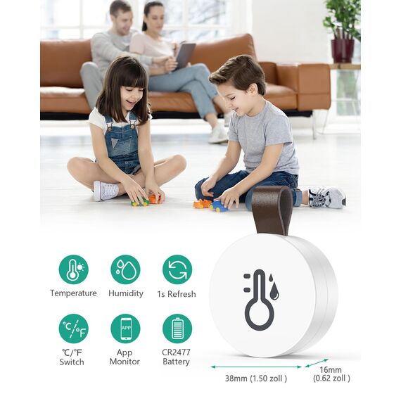 ORIA Bluetooth Thermometer Hygrometer, 3 Stk. Mini Innen Temperatur- Feuchtigkeitssensor mit APP, Daten Export, kompatibel mit iOS/Android, für Wohnzimmer, Babyzimmer, Haus