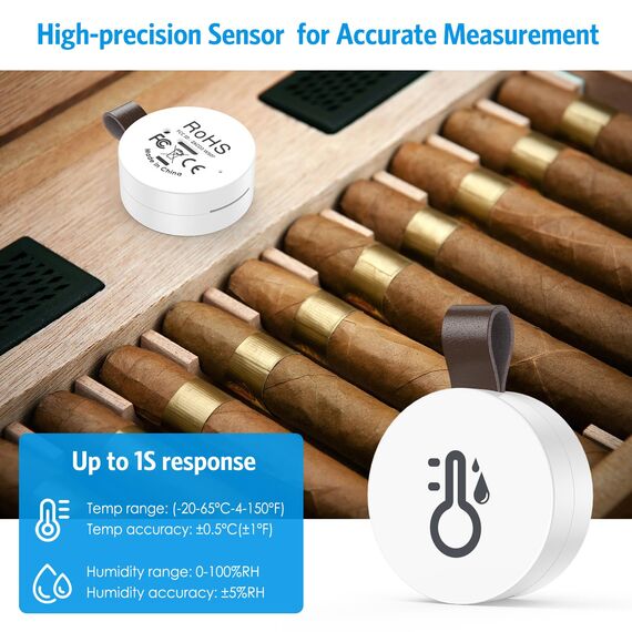 Brifit Mini Thermometer Hygrometer, Bluetooth Thermometer Hygrometer mit APP & Datenspeicherung, Digital Temperatur Feuchtigkeitssensor für Haus, Büro, Gewächshaus, Weinkeller, 2 Pack