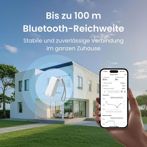 SwitchBot Thermometer Hygrometer Innen Außen, Bluetooth Außenthermometer Luftfeuchtigkeitsmesser, Präzise Thermo-Hygrometer mit APP, Datenspeicherung für Gewächshaus Weinkeller (3er-Pack)