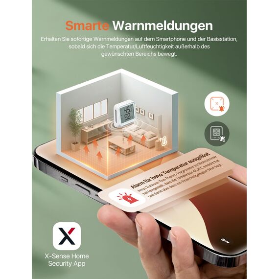 X-Sense WLAN Thermometer Hygrometer Innen, Raumthermometer mit X-Sense App, Angepasster Komfortbereich, Thermo-Hygro-Datenlogger, Smiley-Indikator, kompatibel mit Alexa, STH0A - nur mit Basisstation
