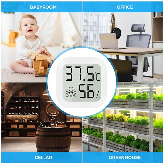 CNMTCCO luftfeuchtigkeitsmesser Thermometer Innen, 4 Stück Hygrometer Mini LCD Digital Thermometer Gauge für Arbeitszimmer Babyzimmer, Weinkeller, Seniorenzimmer usw