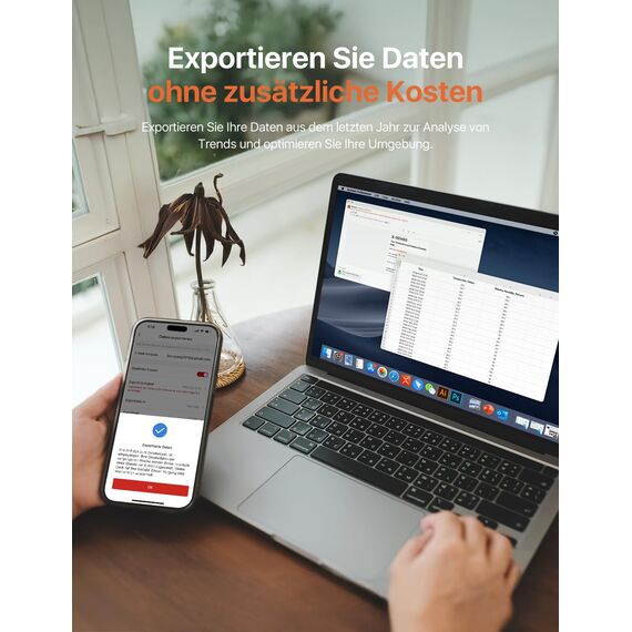 X-Sense WLAN Thermometer Hygrometer Innen mit X-Sense App, Mini Digital Raumthermometer, Angepasster Komfortbereich, Smiley-Indikator, kompatibel mit Alexa, erfordert Basisstation SBS50