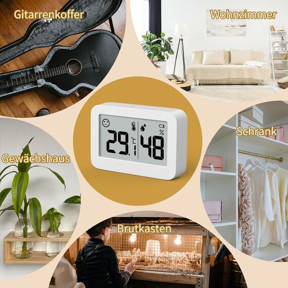 DOOMAY Mini Innenthermometer, Feuchtigkeitsmessgerät mit Celsius (℃), Luftfeuchtigkeitsmesser, digitaler Temperaturmonitor für Gewächshaus, Babyzimmer, Keller, Reptilienbrüter