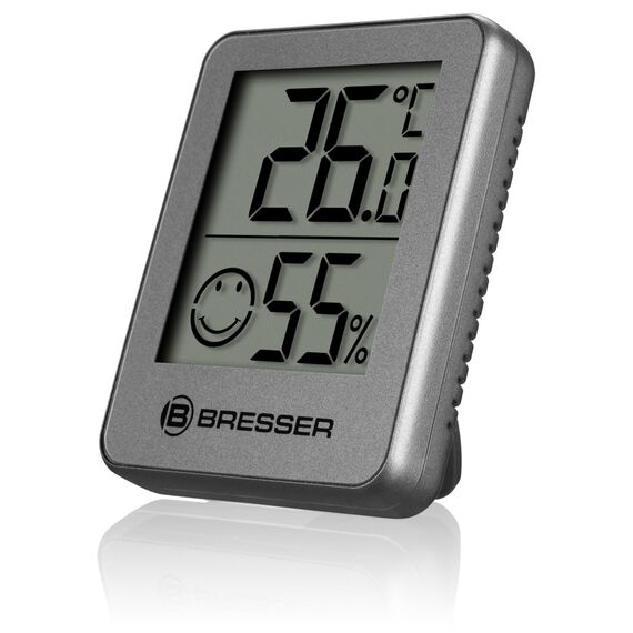 Bresser 3er Set Thermometer Hygrometer - Digitales Raumthermometer Kontrolle Innenraum Luftfeuchtigkeit, Kühlschrankgeeignet, Wandmontage Magnet, Schimmelvorbeugung - Indikator Smiley, Anthrazit
