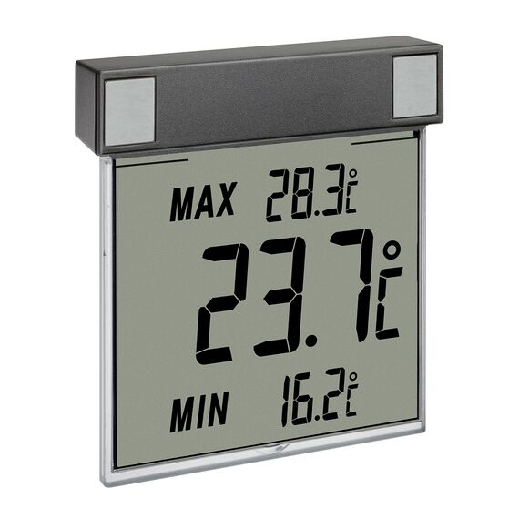 TFA Dostmann Digitales Fenster Thermometer, 30.1025.10, zur Ermittlung der Außentemperatur, einfache Befestigung, Amazon Exklusiv, Anthrazit