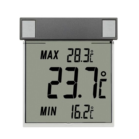 TFA Dostmann Digitales Fenster Thermometer, 30.1025.10, zur Ermittlung der Außentemperatur, einfache Befestigung, Amazon Exklusiv, Anthrazit