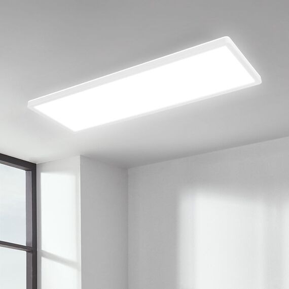 BRILONER - LED Deckenlampe mit indirektem Licht, 58cm, 22W, 3.000lm, flach, neutralweiße Lichtfarbe, Lampe, Deckenleuchte, Wohnzimmerlampe, LED Panel, Küchenlampe, Wohnzimmerleuchte, 58x20x3 cm, Weiß