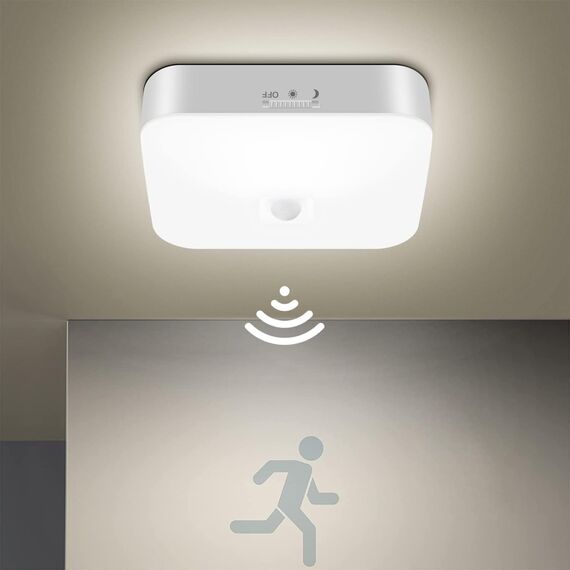 Toowell Akku Lampe mit Bewegungsmelder Innen, 10000mAh Aufladbar Akku Deckenleuchte LED Batterie Deckenlampe mit Bewegungsmelder, Kellerlampe LED Lampe Akku Leuchte für Badzimmer Garage Treppe Balkon
