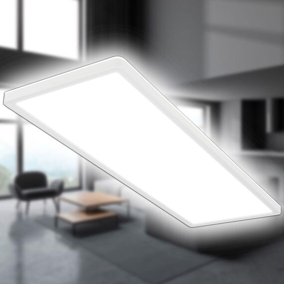BRILONER - LED Deckenlampe mit indirektem Licht, 58cm, 22W, 3.000lm, flach, neutralweiße Lichtfarbe, Lampe, Deckenleuchte, Wohnzimmerlampe, LED Panel, Küchenlampe, Wohnzimmerleuchte, 58x20x3 cm, Weiß