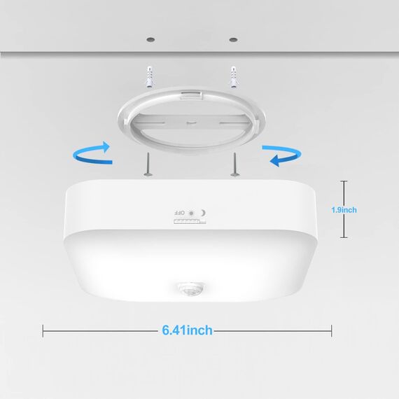 Toowell Akku Lampe mit Bewegungsmelder Innen, 10000mAh Aufladbar Akku Deckenleuchte LED Batterie Deckenlampe mit Bewegungsmelder, Kellerlampe LED Lampe Akku Leuchte für Badzimmer Garage Treppe Balkon