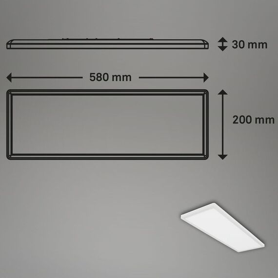 BRILONER - LED Deckenlampe mit indirektem Licht, 58cm, 22W, 3.000lm, flach, neutralweiße Lichtfarbe, Lampe, Deckenleuchte, Wohnzimmerlampe, LED Panel, Küchenlampe, Wohnzimmerleuchte, 58x20x3 cm, Weiß