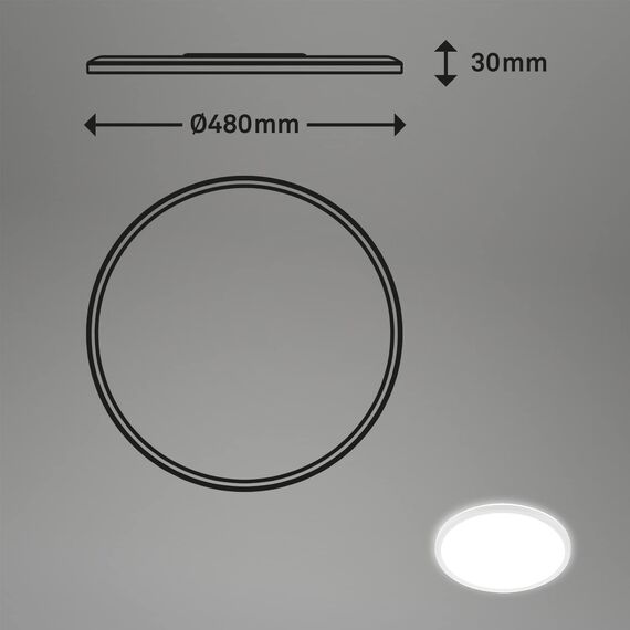 BRILONER - LED Deckenlampe mit indirektem Licht, flach, neutralweiße Lichtfarbe, Lampe, Deckenleuchte, Wohnzimmerlampe, LED Panel, Küchenlampe, Deckenbeleuchtung, Flur, 48x3 cm, Weiß