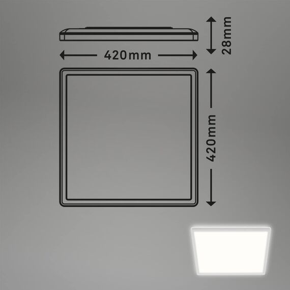 BRILONER - LED Deckenlampe mit indirektem Licht, 3 cm flach, Licht neutralweiß, Lampe, Deckenleuchte, Wohnzimmerlampe, LED Panel, Küchenlampe, Deckenbeleuchtung, Schlafzimmerlampe, 42x42x3 cm, Weiß