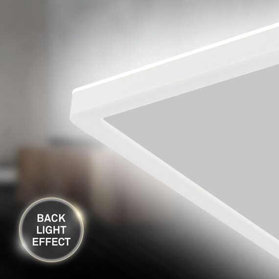BRILONER - LED Deckenlampe mit indirektem Licht, 58cm, 22W, 3.000lm, flach, neutralweiße Lichtfarbe, Lampe, Deckenleuchte, Wohnzimmerlampe, LED Panel, Küchenlampe, Wohnzimmerleuchte, 58x20x3 cm, Weiß