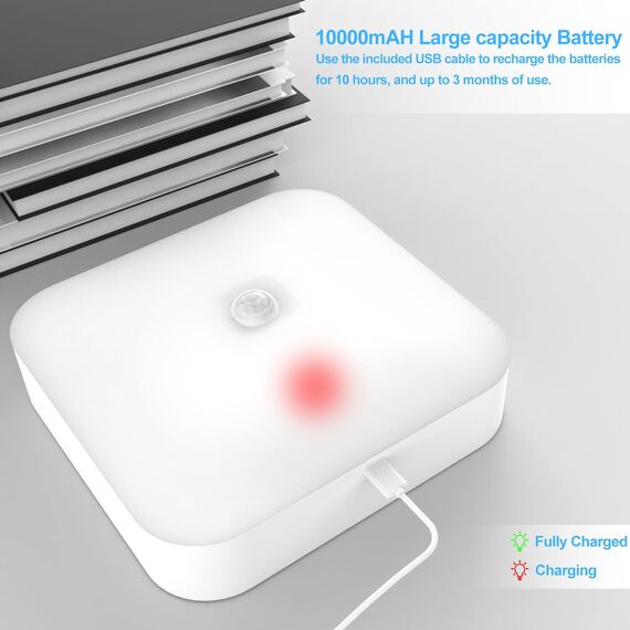 Toowell Akku Lampe mit Bewegungsmelder Innen, 10000mAh Aufladbar Akku Deckenleuchte LED Batterie Deckenlampe mit Bewegungsmelder, Kellerlampe LED Lampe Akku Leuchte für Badzimmer Garage Treppe Balkon