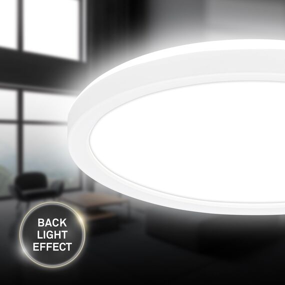 BRILONER - LED Deckenlampe mit indirektem Licht, flach, neutralweißes Licht, Lampe, Deckenleuchte, Wohnzimmerlampe, LED Panel, Küchenlampe, Deckenbeleuchtung, 24x3 cm, Weiß