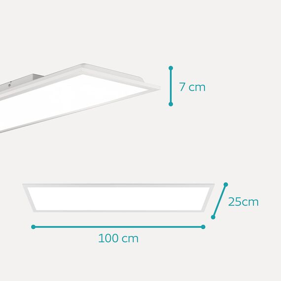 EGLO LED Büro-Deckenleuchte Bottazzo, mit Fernbedienung, 3200 Lumen, Deckenlampe flach 100x25 cm, Lampe Decke Wohnzimmer, Panel dimmbar, Küchenlampe warmweiß – kaltweiß, Weiß
