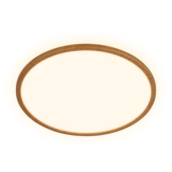 BRILONER - LED Deckenlampe mit indirektem Licht, flach, warmweißes Licht, Lampe, Deckenleuchte, Wohnzimmerlampe, LED Panel, Küchenlampe, Schlafzimmerlampe, 42x3 cm, Rahmen in Holzoptik