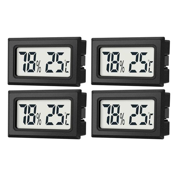 JEDEW 4er-Set Mini Digitale Thermometer-Hygrometer, Innen Temperatur- und Luftfeuchtigkeitmessgerät für Innenraum Gewächshaus Luftbefeuchter Reptilien, Großer LCD-Bildschirm Zentigrad ℃ (4)