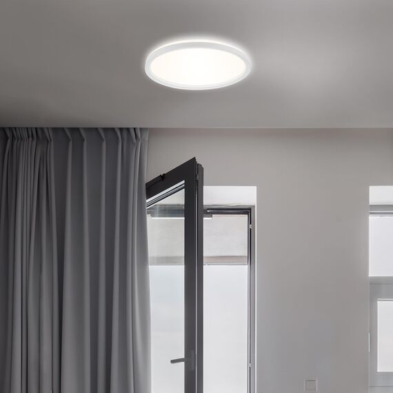 BRILONER - LED Deckenlampe mit indirektem Licht, flach, neutralweiße Lichtfarbe, Lampe, Deckenleuchte, Wohnzimmerlampe, LED Panel, Küchenlampe, Deckenbeleuchtung, 29,3x2,8 cm, Weiß