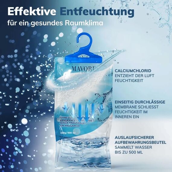 PROFI KLIMA-SET: 2in1 Hygrometer & Thermometer analog innen Edelstahl Ø12,5cm + 10x XL Luftentfeuchter Beutel zum Aufhängen – Feuchtigkeitsabsorber gegen Schimmel & Gerüche bis 500ml