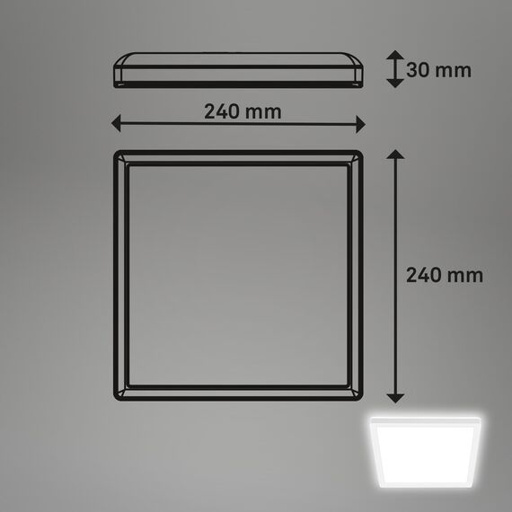 BRILONER - LED Deckenlampe mit indirektem Licht, flach, neutralweißes Licht, Lampe, Deckenleuchte, Wohnzimmerlampe, LED Panel, Küchenlampe, Deckenbeleuchtung, 24x24x3 cm, Weiß