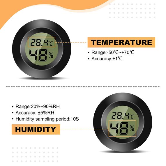 4 Stück Mini Digital Hygrometer Thermometer Rund Luftfeuchtigkeitsmessgerät Temperatur Feuchtemessgerät Fahrenheit (℉) or Celsius(℃) für Innenraum Büro Wohnzimmer (Batterien Enthalten) (4)