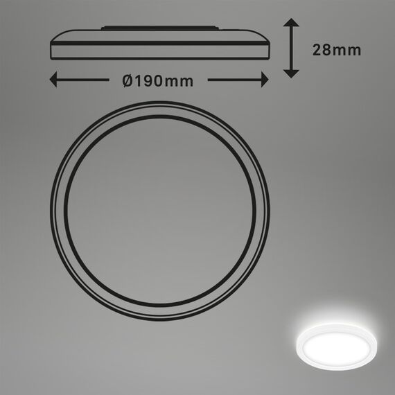 BRILONER - LED Deckenlampe mit indirektem Licht, flach, neutralweiße Lichtfarbe, Lampe, Deckenleuchte, Wohnzimmerlampe, LED Panel, Küchenlampe, Deckenbeleuchtung, 19x2,8 cm, Weiß