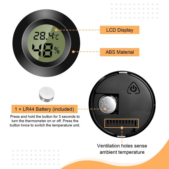 4 Stück Mini Digital Hygrometer Thermometer Rund Luftfeuchtigkeitsmessgerät Temperatur Feuchtemessgerät Fahrenheit (℉) or Celsius(℃) für Innenraum Büro Wohnzimmer (Batterien Enthalten) (4)