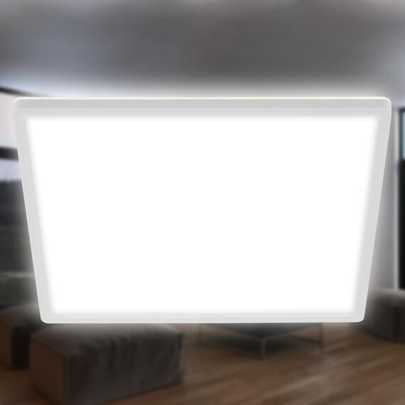 BRILONER - LED Deckenlampe mit indirektem Licht, 3cm flach, neutralweiße Lichtfarbe, Lampe, Deckenleuchte, Wohnzimmerlampe, LED Panel, Küchenlampe, Deckenbeleuchtung, Schlafzimmerlampe, 29,3cm, Weiß