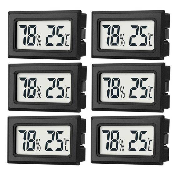 JEDEW 6er-Set Mini Digitale Thermometer-Hygrometer, Innen Temperatur- und Luftfeuchtigkeitmessgerät für Innenraum Gewächshaus Luftbefeuchter Reptilien, Großer LCD-Bildschirm Zentigrad ℃ (6)