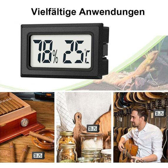 JEDEW 6er-Set Mini Digitale Thermometer-Hygrometer, Innen Temperatur- und Luftfeuchtigkeitmessgerät für Innenraum Gewächshaus Luftbefeuchter Reptilien, Großer LCD-Bildschirm Zentigrad ℃ (6)