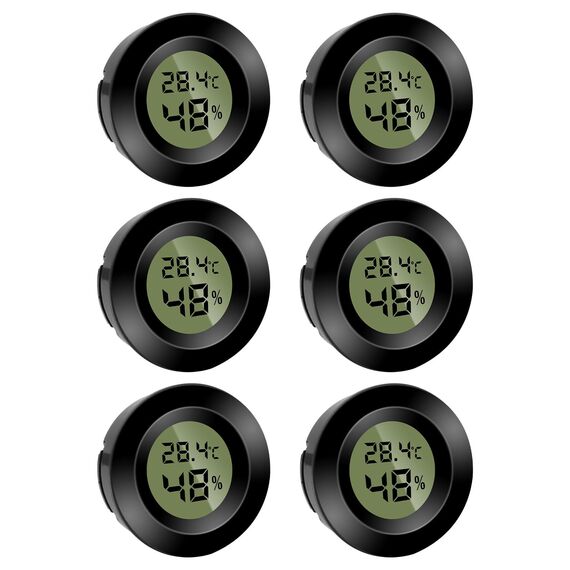 6 Stück Mini Digital Hygrometer Thermometer Rund Luftfeuchtigkeitsmessgerät Temperatur Feuchtemessgerät Fahrenheit (℉) or Celsius(℃) für Innenraum Büro Wohnzimmer (Batterien Enthalten) (6)