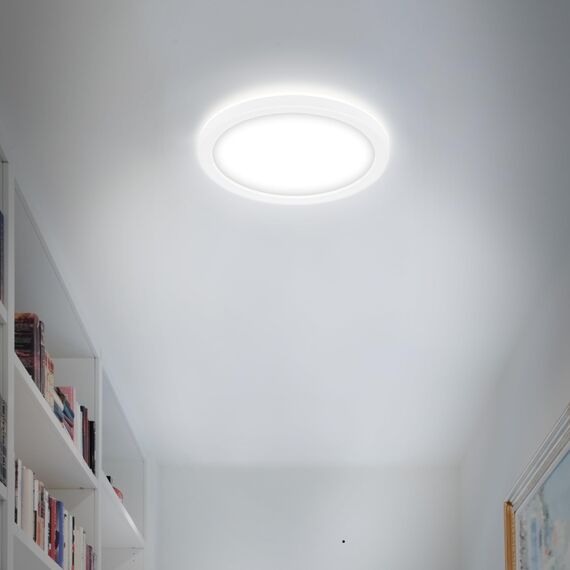 BRILONER - LED Deckenlampe mit indirektem Licht, flach, neutralweiße Lichtfarbe, Lampe, Deckenleuchte, Wohnzimmerlampe, LED Panel, Küchenlampe, Deckenbeleuchtung, 19x2,8 cm, Weiß